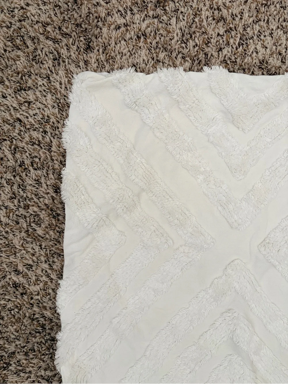 DKNY Cream Chevron Textured Throw Pillow Cover